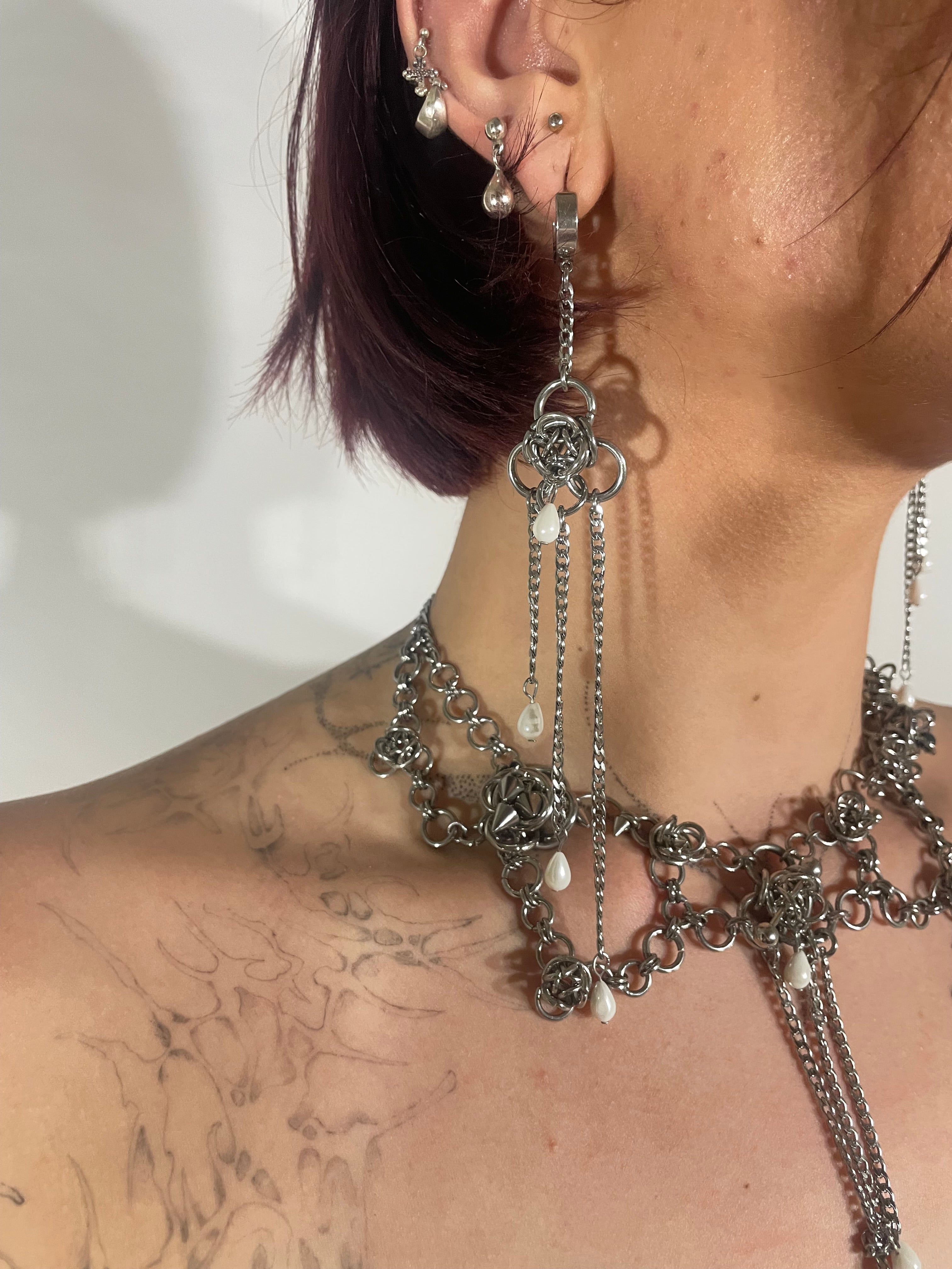 Pearl Drip Rosette Earring #1