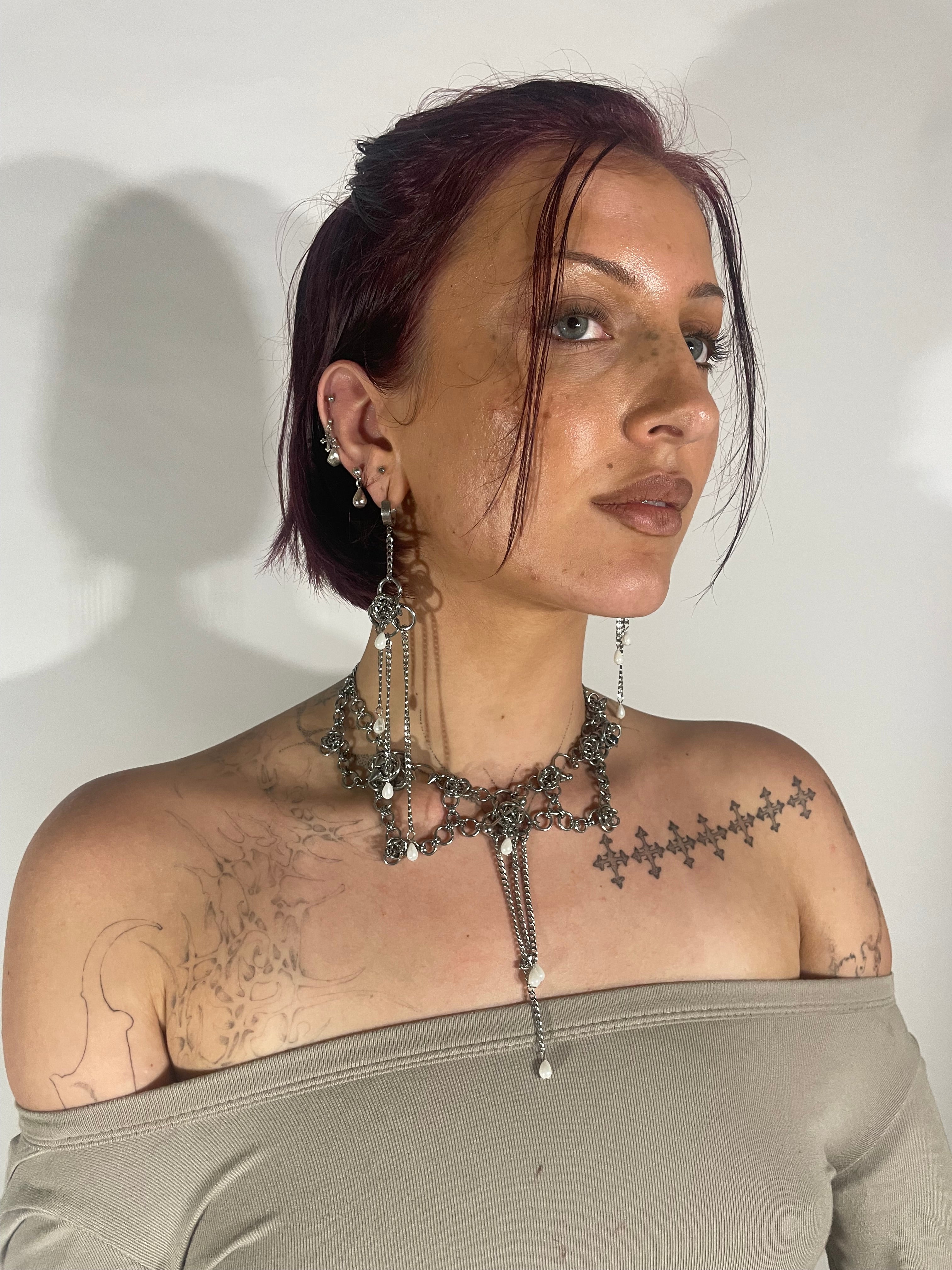 Pearl Drip Rosette Earring #1