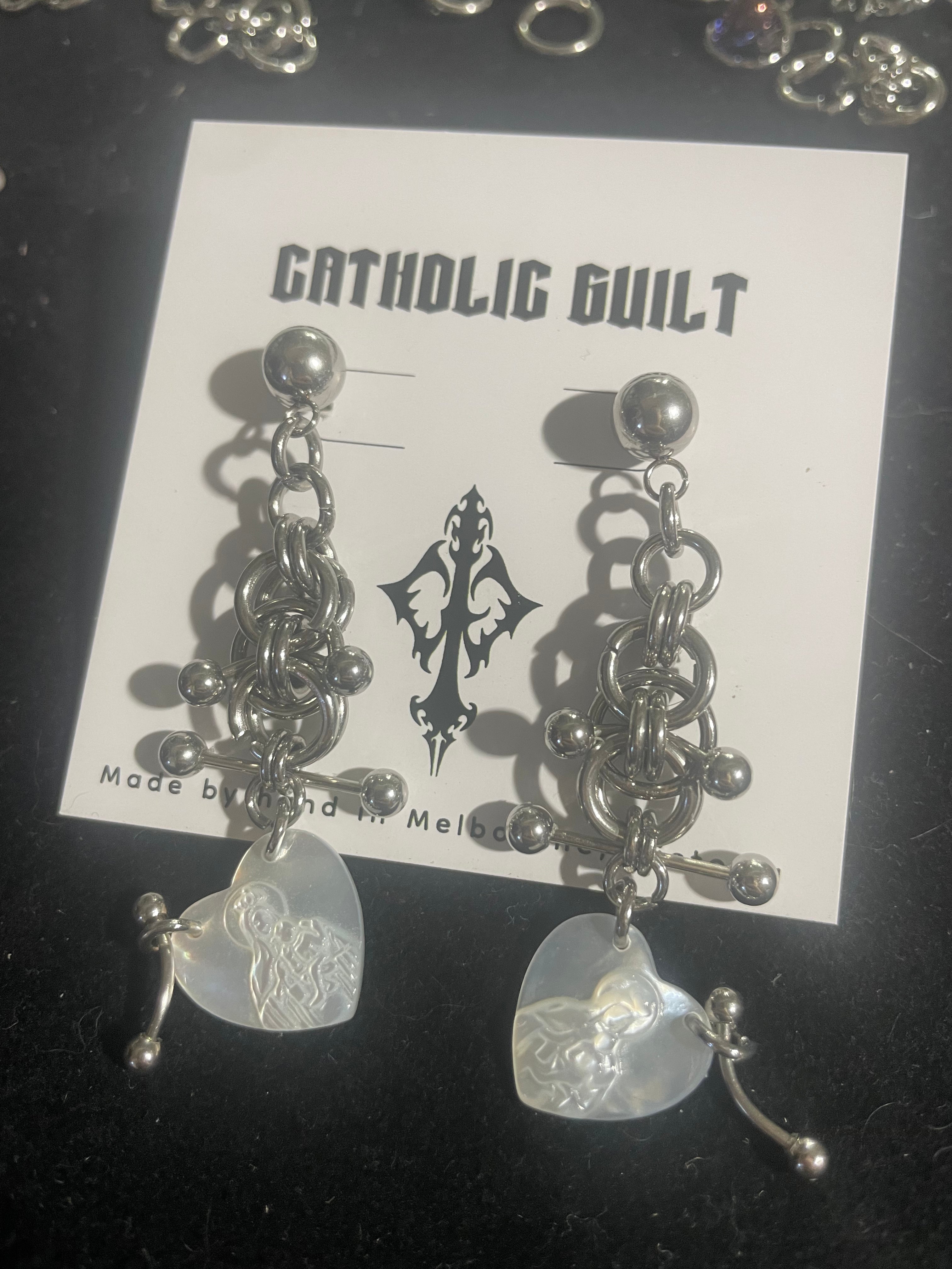 Mother Mary Pearl Earring